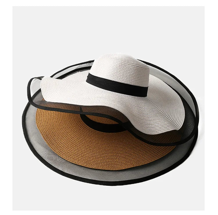 Women Big Brim Sun Visors Bucket Panama Hat