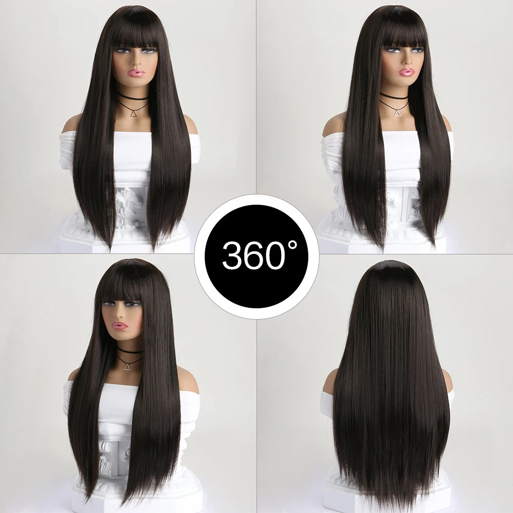 26 Inch Color Wig Long Straight Synthetic Wig for Women Fashion Wig  ﻿