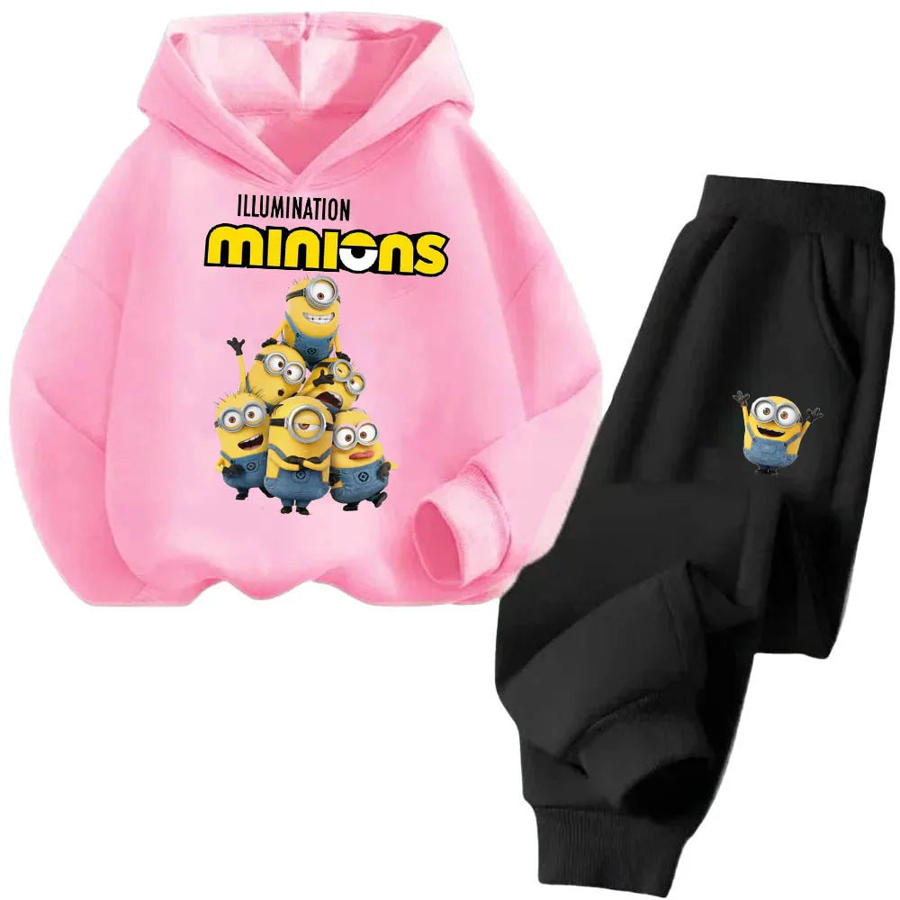 Boys and Girls Cartoon Printed Minions Hoodie Sets