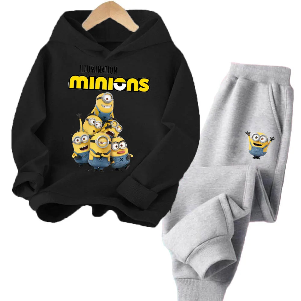 Boys and Girls Cartoon Printed Minions Hoodie Sets