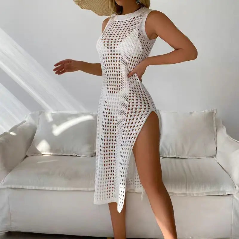 Abrini Women Split Sexy Beach Knitwear Swimsuit