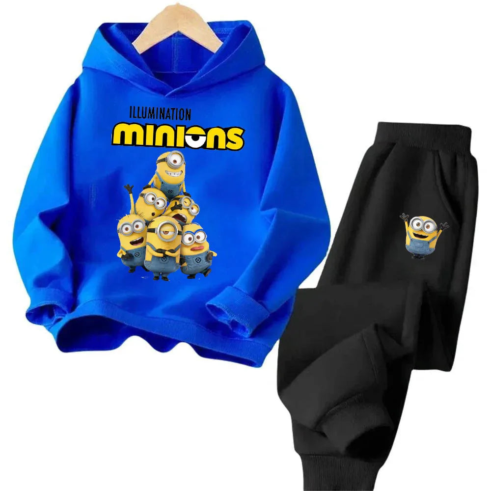 Boys and Girls Cartoon Printed Minions Hoodie Sets