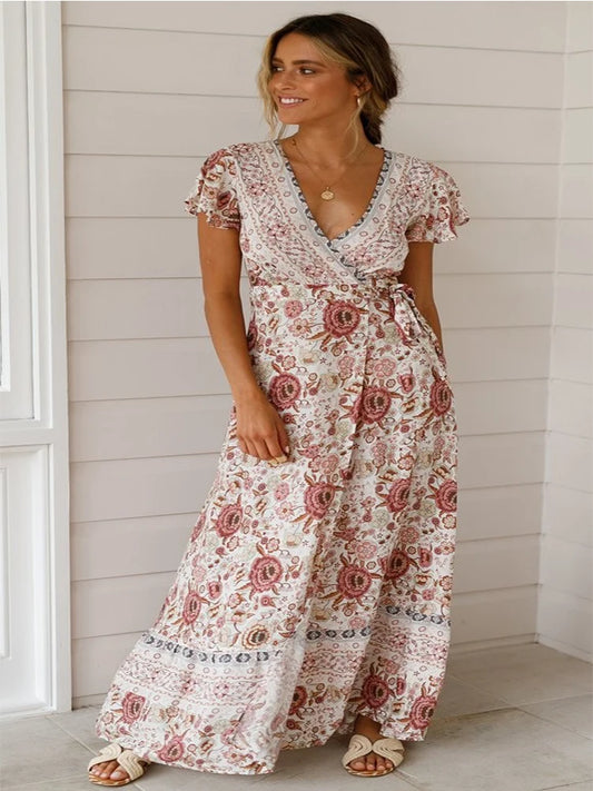 Unforgettable Plus Size Hot Selling Leisure and Vacation European and American Fashionable Casual Printed Single Sleeved Off Shoulder Dress