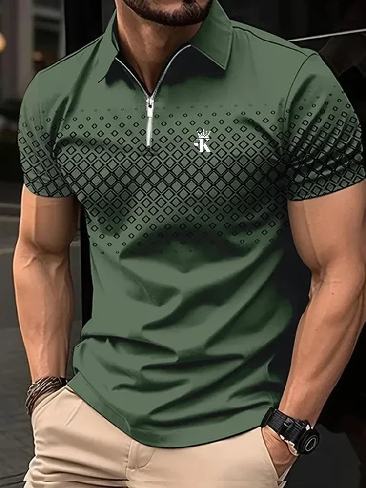 3D Printed Colorful Men's Golf Polo Short Sleeve Shirt