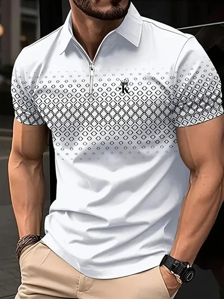 3D Printed Colorful Men's Golf Polo Short Sleeve Shirt