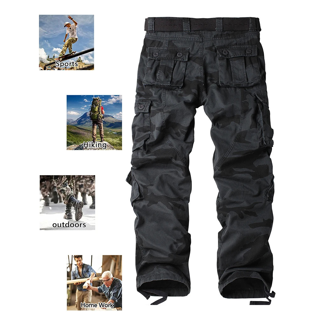 Camo Cargo Pants Outdoor Multi-Pocket Ripstop Jeans