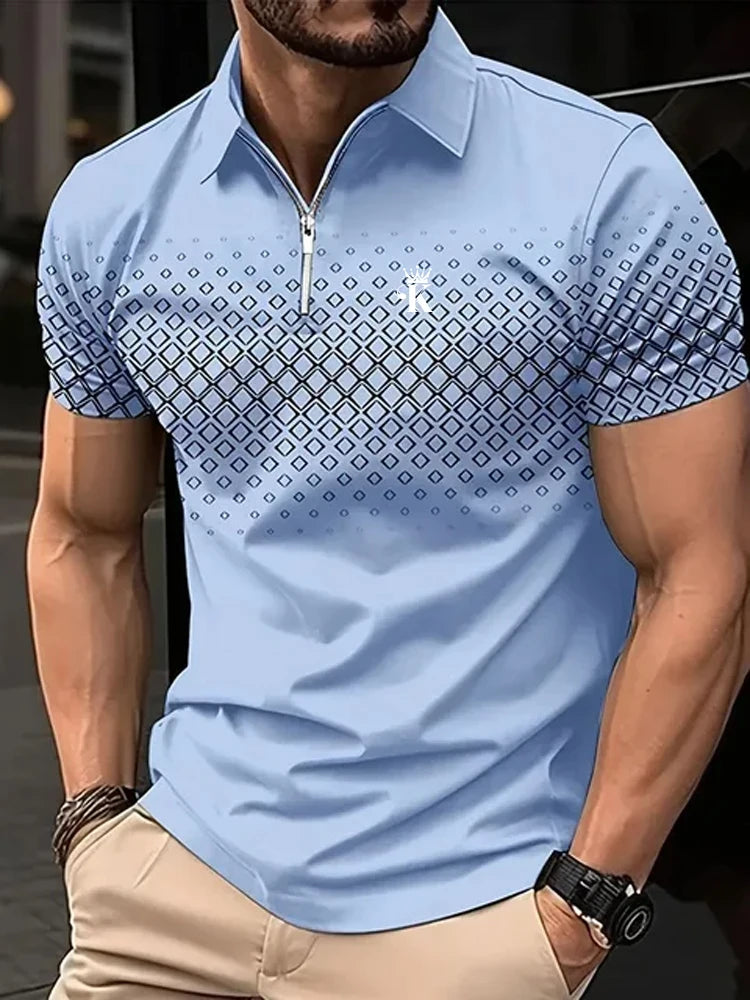 3D Printed Colorful Men's Golf Polo Short Sleeve Shirt