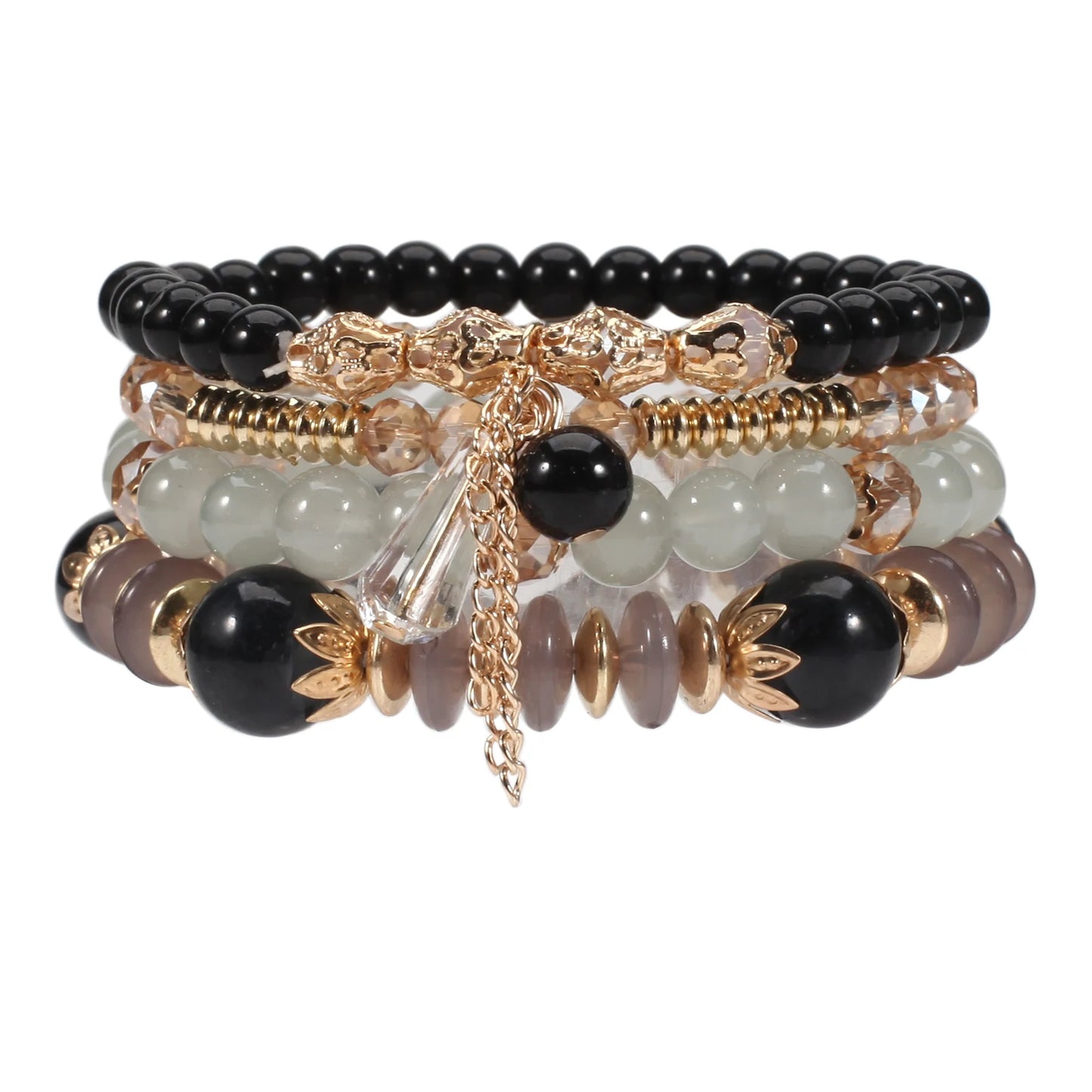 Women Multilayered Bracelet Pendant Charm Stretch Bangles