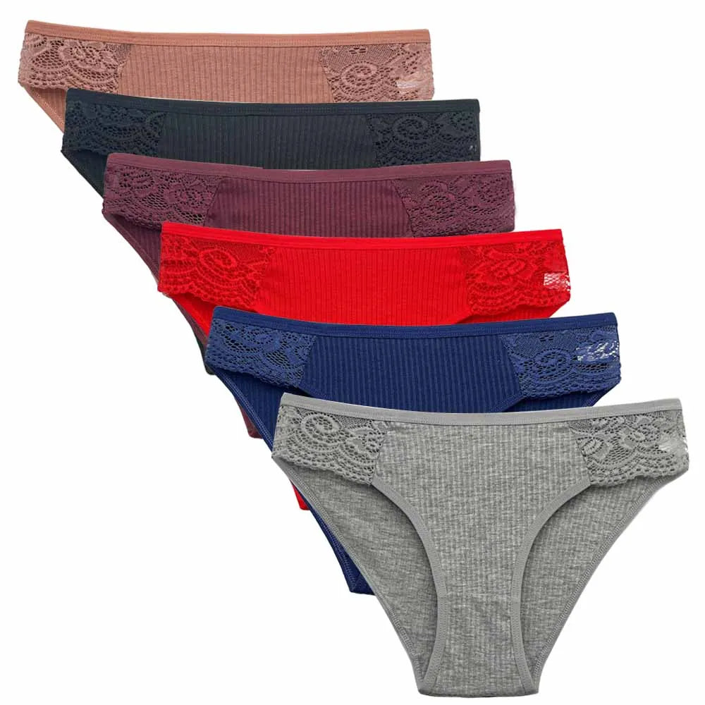 5 PCS New Arrival Low Rise Ladies Sexy Lace Lingerie Cotton Briefs