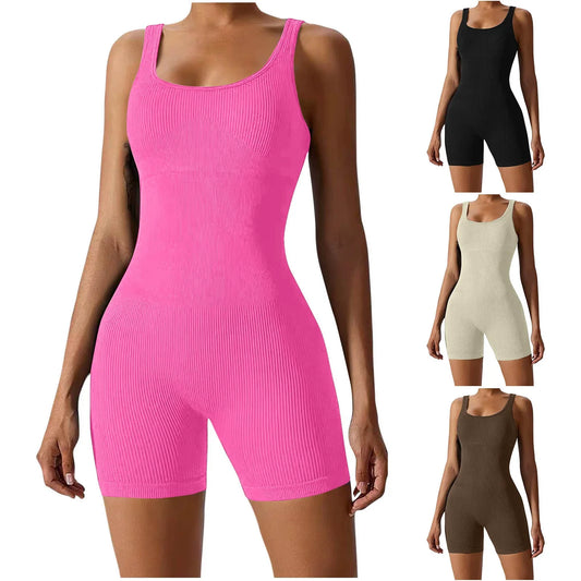Women's Short Tracksuit Yoga Set 1PCS Sportswear Women's Gym Workout Clothes Fitness Stretch Bodysuit Yoga Suit