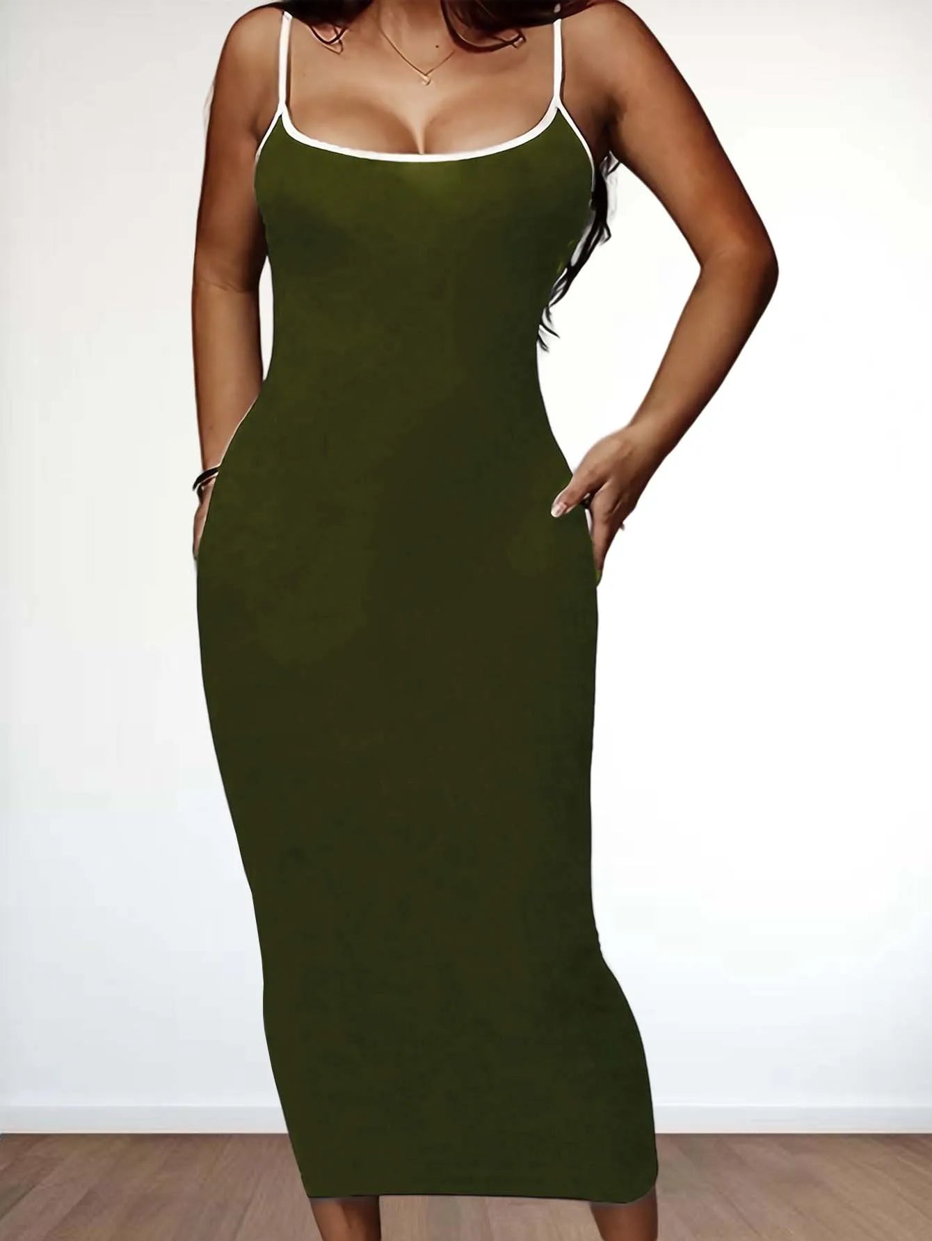 New Women's Fashion Casual Trendy Solid Color Plus Size Dress
