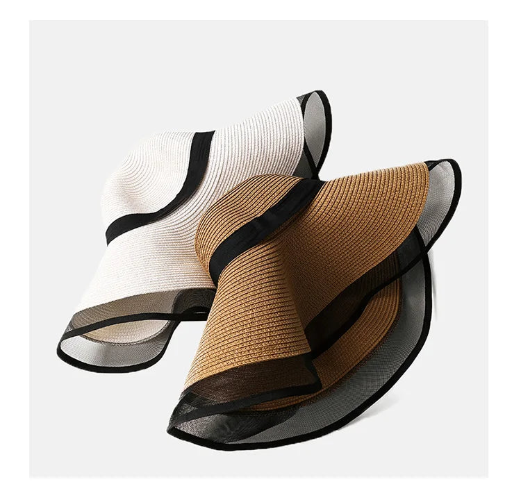 Women Big Brim Sun Visors Bucket Panama Hat
