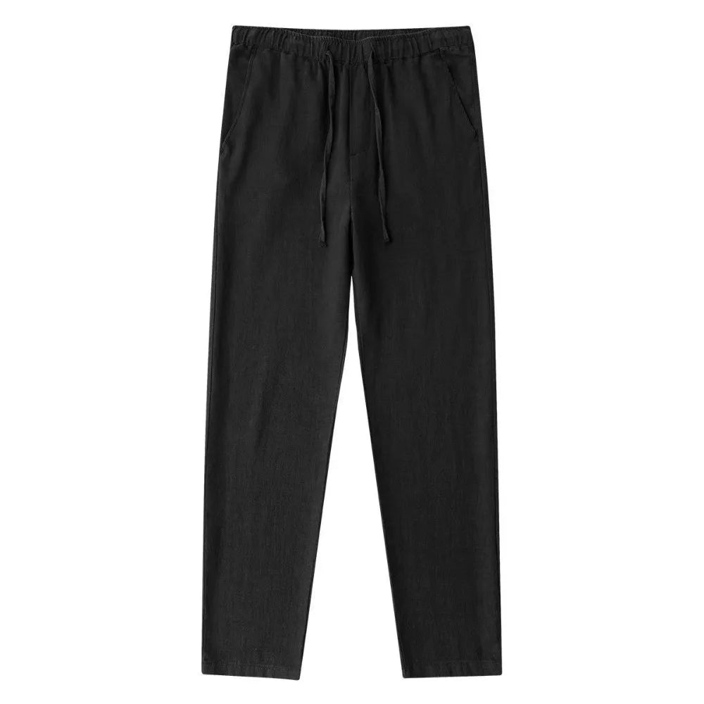 Men's Cotton Linen Pants Solid Colors Fitness Streetwear Back With Pocket