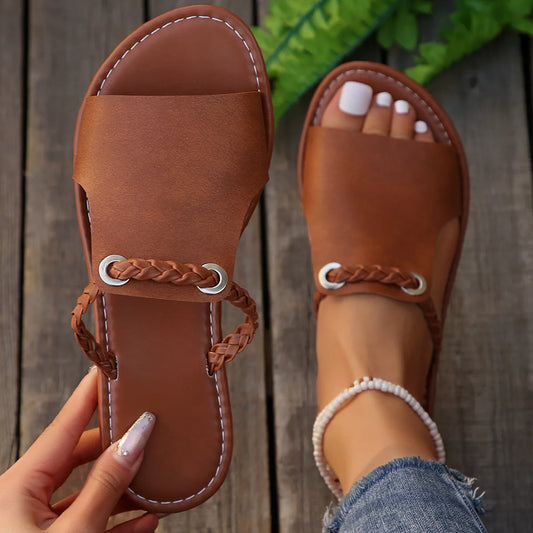 Women's Shoes Square Head Cross Flat Summer Sandals