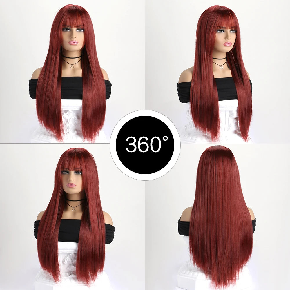 26 Inch Color Wig Long Straight Synthetic Wig for Women Fashion Wig  ﻿