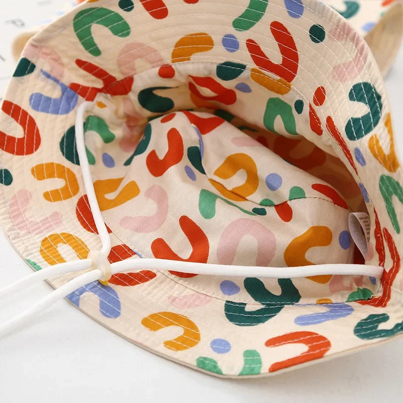 KIds Double Sided Baby Bucket Hat Cute Letter Embroidered