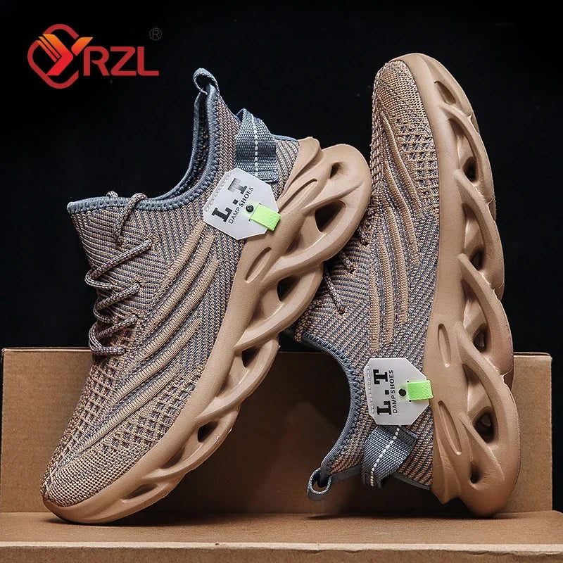 YRZL Men Sports Running Black Casual Jogging Shoes
