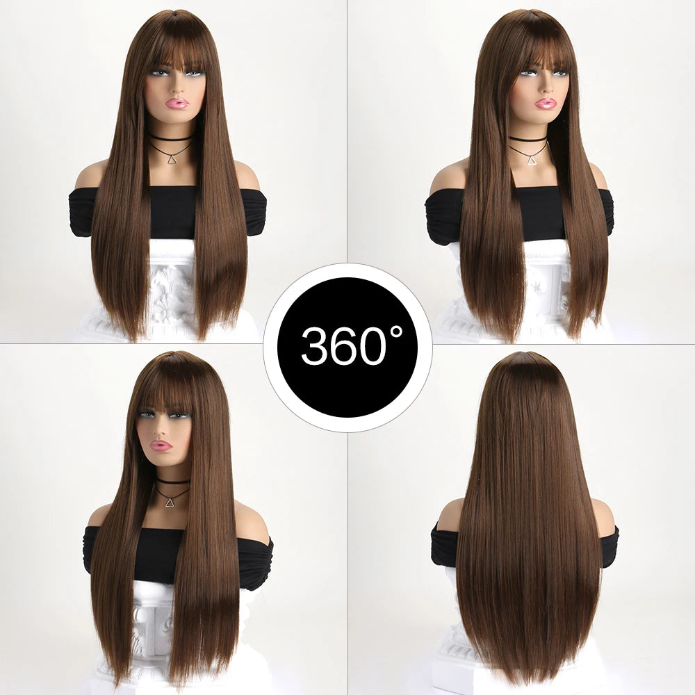 26 Inch Color Wig Long Straight Synthetic Wig for Women Fashion Wig  ﻿
