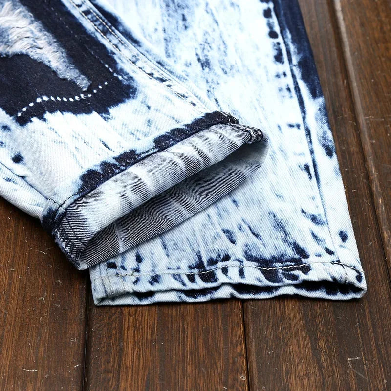 Denim Patchwork Ripped Skinny Jeans