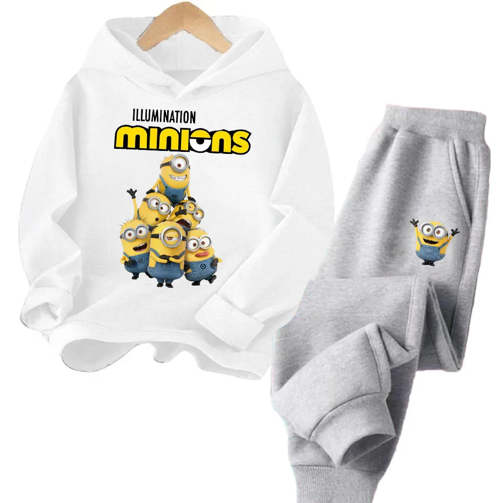 Boys and Girls Cartoon Printed Minions Hoodie Sets