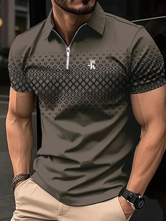 3D Printed Colorful Men's Golf Polo Short Sleeve Shirt