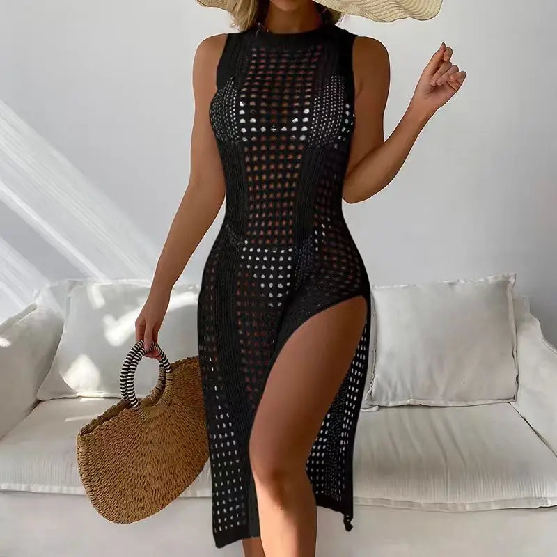 Abrini Women Split Sexy Beach Knitwear Swimsuit