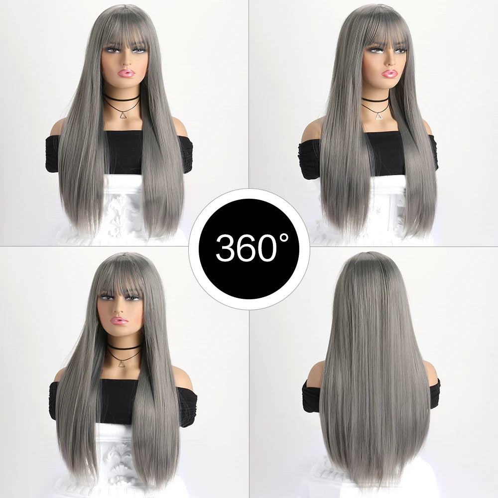 26 Inch Color Wig Long Straight Synthetic Wig for Women Fashion Wig  ﻿