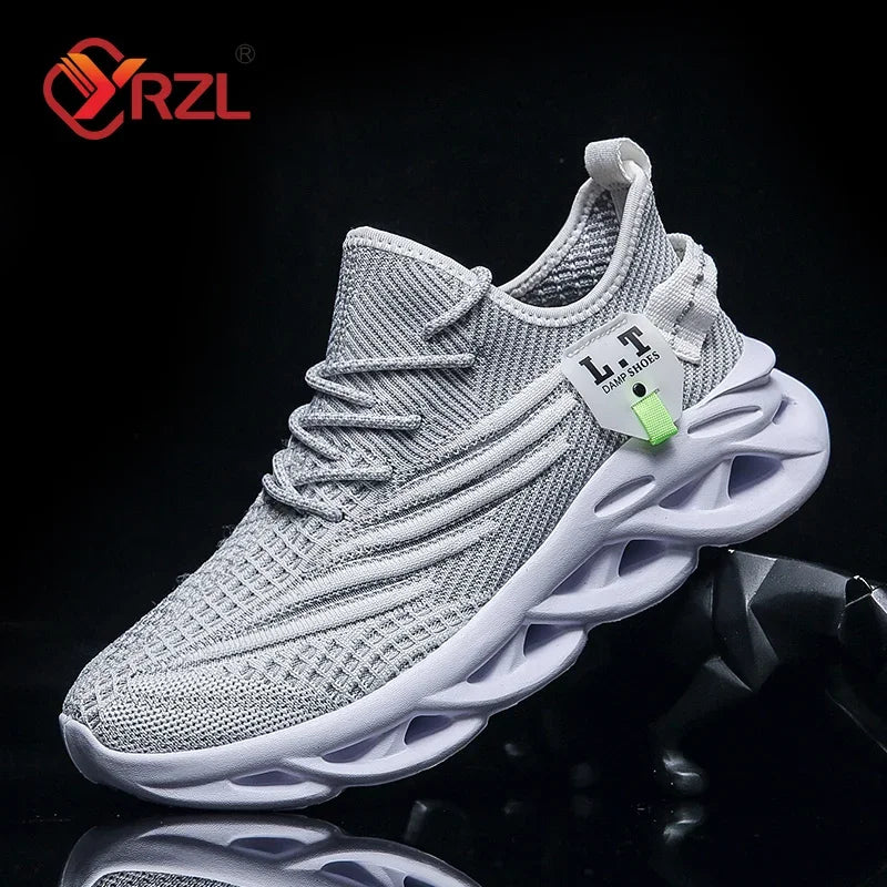 YRZL Men Sports Running Black Casual Jogging Shoes
