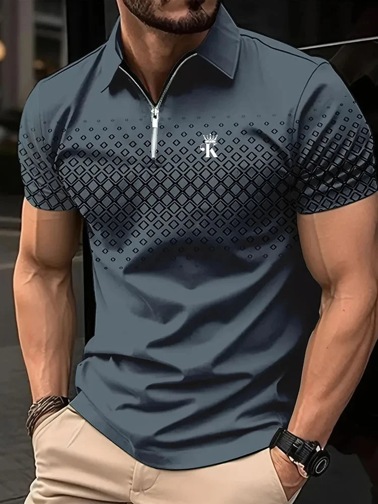 3D Printed Colorful Men's Golf Polo Short Sleeve Shirt