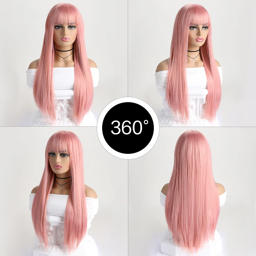 26 Inch Color Wig Long Straight Synthetic Wig for Women Fashion Wig  ﻿