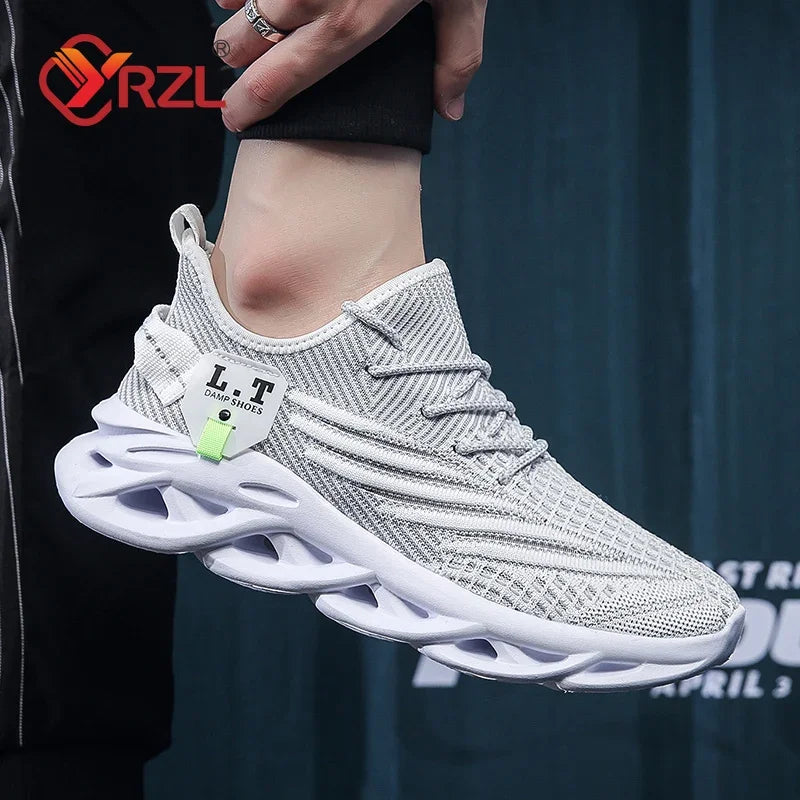 YRZL Men Sports Running Black Casual Jogging Shoes